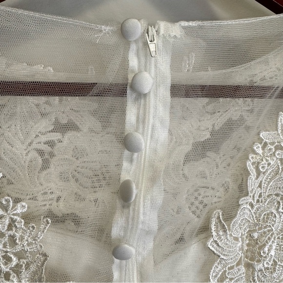 Cocktail Gown Wedding Short Tutu Floral Lace Tiered Organza Size XS - Picture 13 of 16